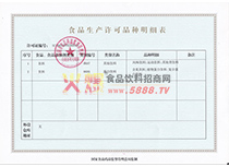生產(chǎn)許可證明細(xì)表