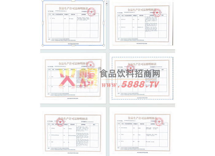 生產(chǎn)許可明細(xì)表